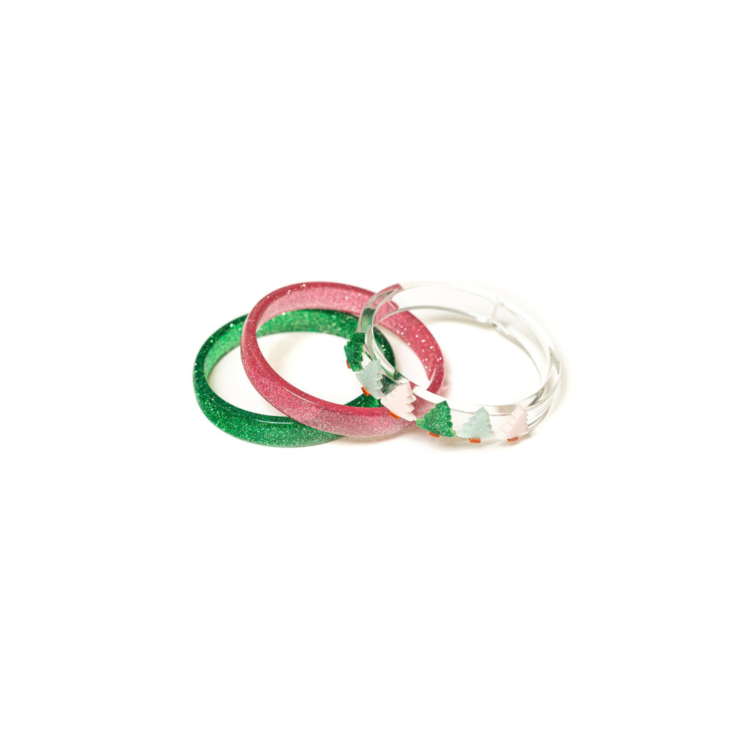 Christmas Tree Glitter Pink + Green Bangles