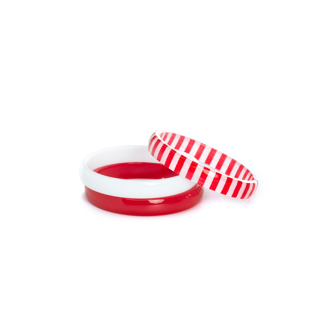 Stripes Red White Bangles