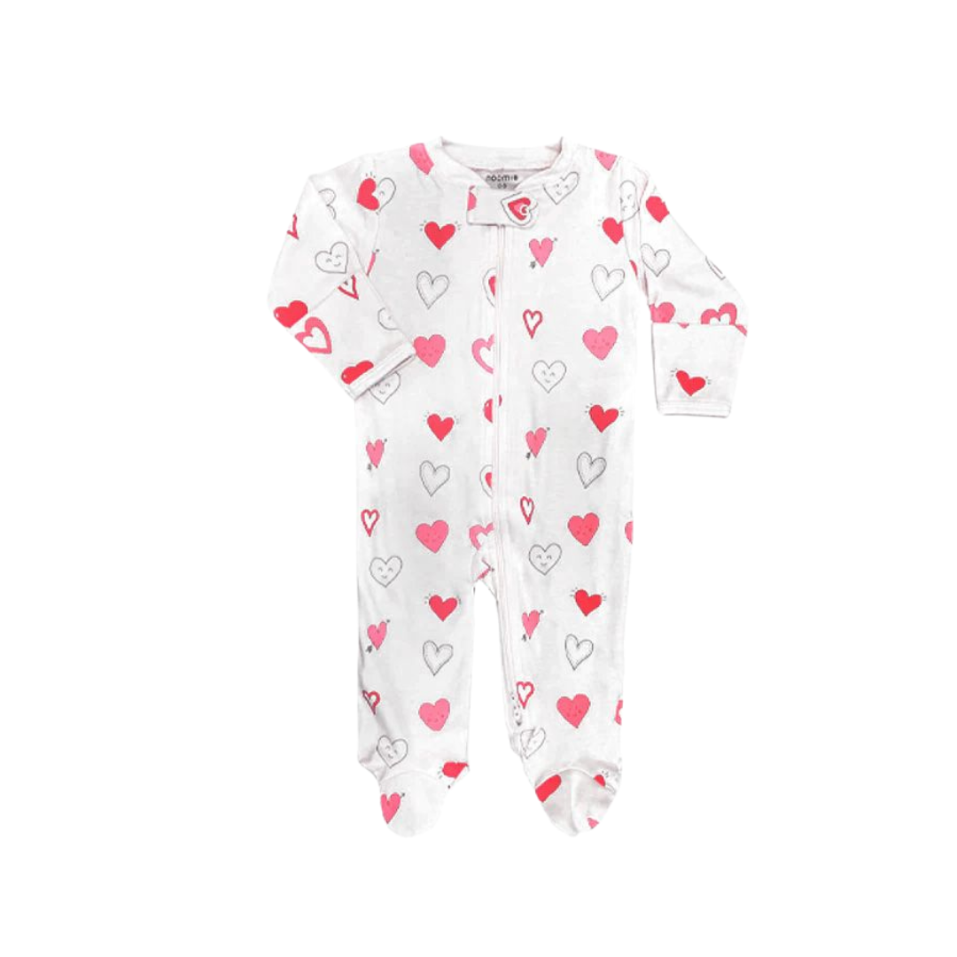 Valentines Hearts Zipper Footie